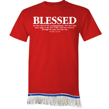 Load image into Gallery viewer, Hebrew Israelite T Shirt with Fringes, Blessed - X Nation Brand - 12 Tribes Garments