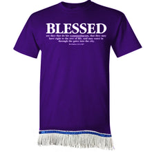 Load image into Gallery viewer, Hebrew Israelite T Shirt with Fringes, Blessed - X Nation Brand - 12 Tribes Garments