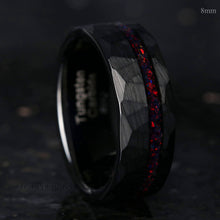 画像をギャラリービューアに読み込む, Men Tungsten Wedding Band, Crushed Black Fire Opal