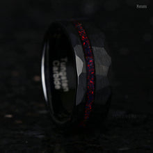 画像をギャラリービューアに読み込む, Men Tungsten Wedding Band, Crushed Black Fire Opal