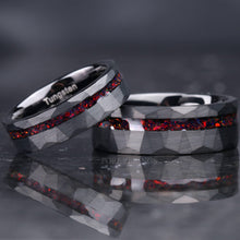 画像をギャラリービューアに読み込む, Men Tungsten Wedding Band, Crushed Black Fire Opal
