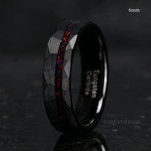 画像をギャラリービューアに読み込む, Men Tungsten Wedding Band, Crushed Black Fire Opal