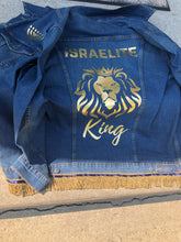 Load image into Gallery viewer, Israelite King Custom Denim Jacket With Fringes