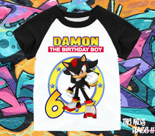 Load image into Gallery viewer, Handmade Sonic Inspired Birthday Shadow Custom short Sleeve T Shirt