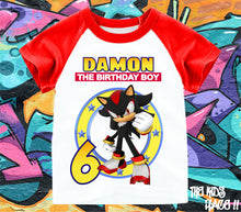 Load image into Gallery viewer, Handmade Sonic Inspired Birthday Shadow Custom short Sleeve T Shirt