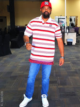 Load image into Gallery viewer, Hebrew Israelite Red Polo Shirt with Fringes