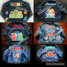 Load image into Gallery viewer, Personalized Cartoons Logos Names Customized Denim Baby Toddler Kids Jean Jacket For Boys Girls