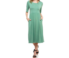 Load image into Gallery viewer, Women's Elastic Waist Midi Dress With Pockets (9 Colours) with Fringes