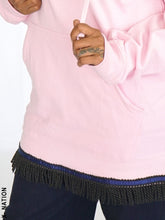 Load image into Gallery viewer, Hebrew Israelite Pink BLESSED Hoodie with Fringes,