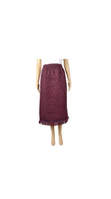 Load image into Gallery viewer, Quilted Burgundy Midi Skirt with Matching Fringes