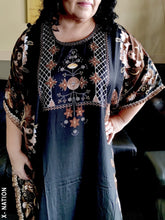 Load image into Gallery viewer, Hebrew Israelite Women's Brown & Gold Kaftan Dress with Gold Fringes