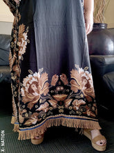 Load image into Gallery viewer, Hebrew Israelite Women's Brown & Gold Kaftan Dress with Gold Fringes