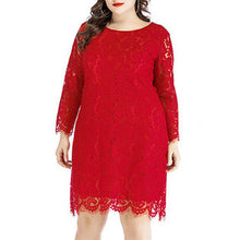 Load image into Gallery viewer, Ketty More Women Wonder-full Flower Lace Round Neck Solid Color Dress