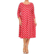 Load image into Gallery viewer, Moa Round Neck 3/4 Sleeves Polka Dot Maxi Dress