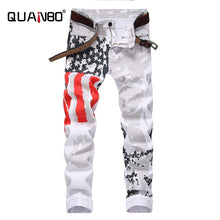 Load image into Gallery viewer, Men's White Casual Stretch Skinny Denim Jogger Pants