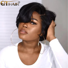 Load image into Gallery viewer, QT Short Pixie lace Brazilian Remy Straight Human Wigs