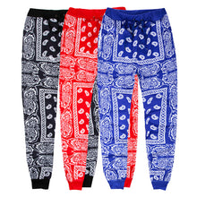 Load image into Gallery viewer, Men Hip Hop Polyester Paisley Bandana Print Jogger Sweatpants - slvhasitall