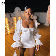 Load image into Gallery viewer, Women Solid Puff Sleeve Sexy Mini Fashion Vestidos Dress - slvhasitall