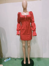Load image into Gallery viewer, Women Solid Puff Sleeve Sexy Mini Fashion Vestidos Dress - slvhasitall