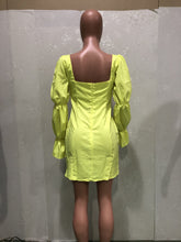 Load image into Gallery viewer, Women Solid Puff Sleeve Sexy Mini Fashion Vestidos Dress - slvhasitall