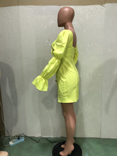 Load image into Gallery viewer, Women Solid Puff Sleeve Sexy Mini Fashion Vestidos Dress - slvhasitall