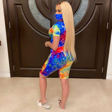 Load image into Gallery viewer, I Cant Breathe Women Tracksuits Tie-dye Letter Printing Round Neck Shorts+Pants With Mask Sport Shorts Two Piece Sets Clothing GGA3550-6