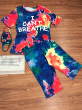 Load image into Gallery viewer, I Cant Breathe Women Tracksuits Tie-dye Letter Printing Round Neck Shorts+Pants With Mask Sport Shorts Two Piece Sets Clothing GGA3550-6