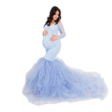 Load image into Gallery viewer, Long Sleeve Maternity Lace Maxi Dress