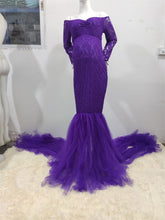 Load image into Gallery viewer, Long Sleeve Maternity Lace Maxi Dress