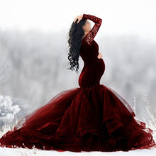 Load image into Gallery viewer, Long Sleeve Maternity Lace Maxi Dress