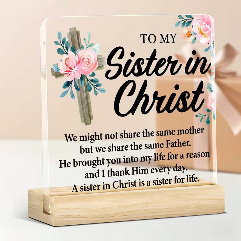 2D Flat Sisters in Christ Desktop Verse Sign
