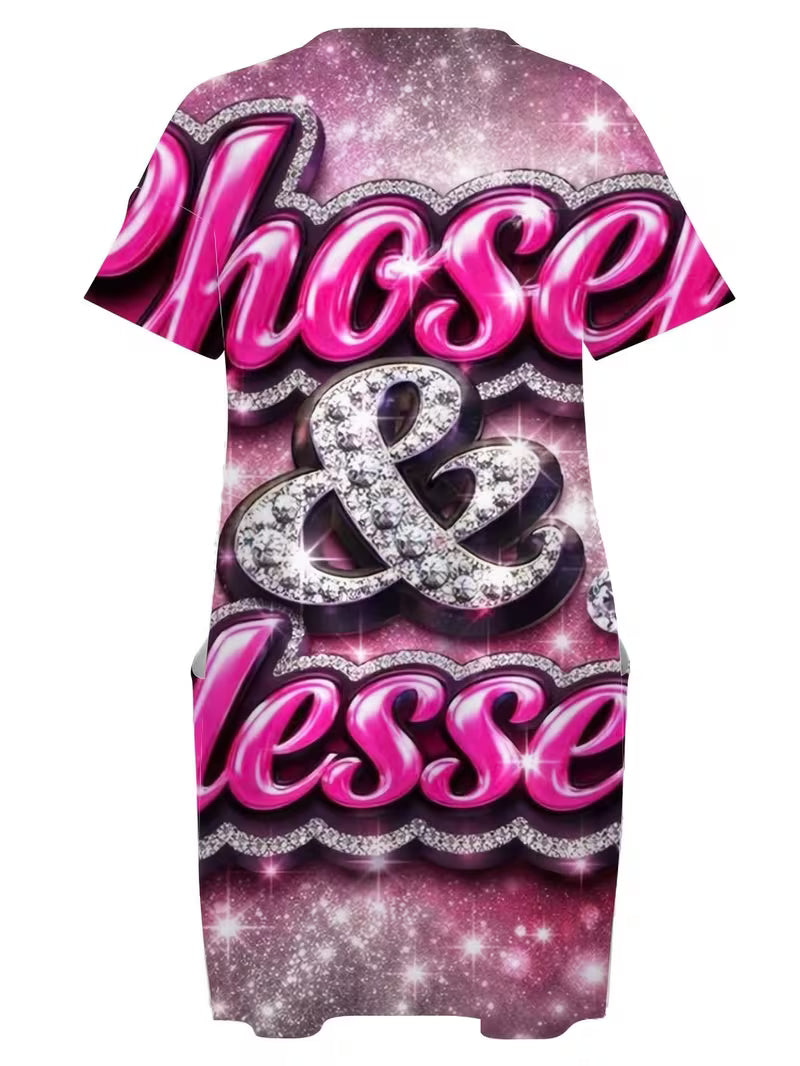 Casual Women's Dress With Chosen And Blessed