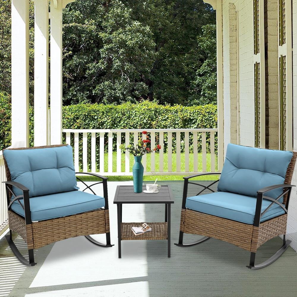 3 PCS Rattan Bistro Set, Outdoor Patio Porch Furniture