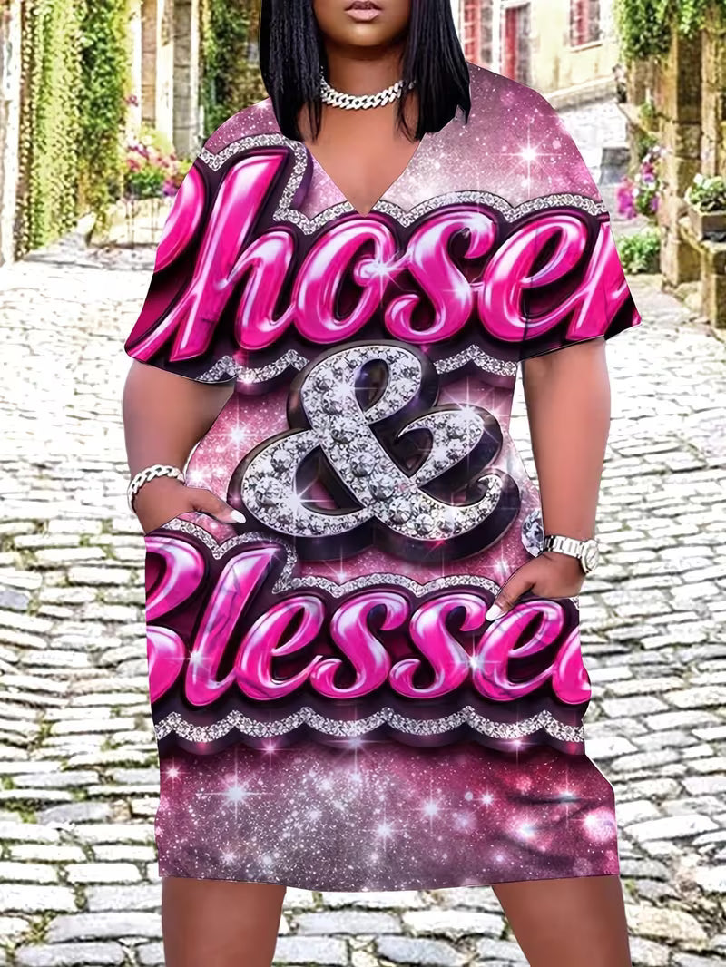 Casual Women's Dress With Chosen And Blessed