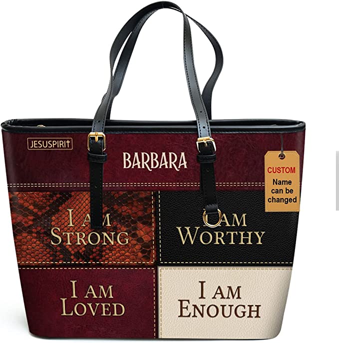 Personalized Bible Scripture - Religious Faith Zipper Leather Tote Bag