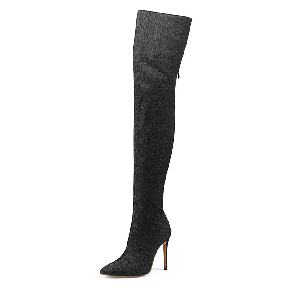 Winter Over The Knee Denim Women Boots