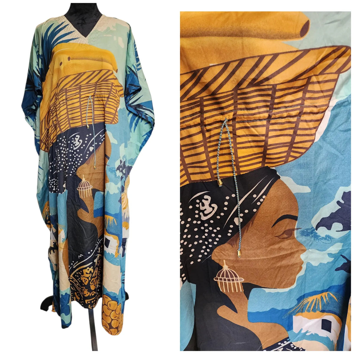 Kaftan Dress With Matching Fringes