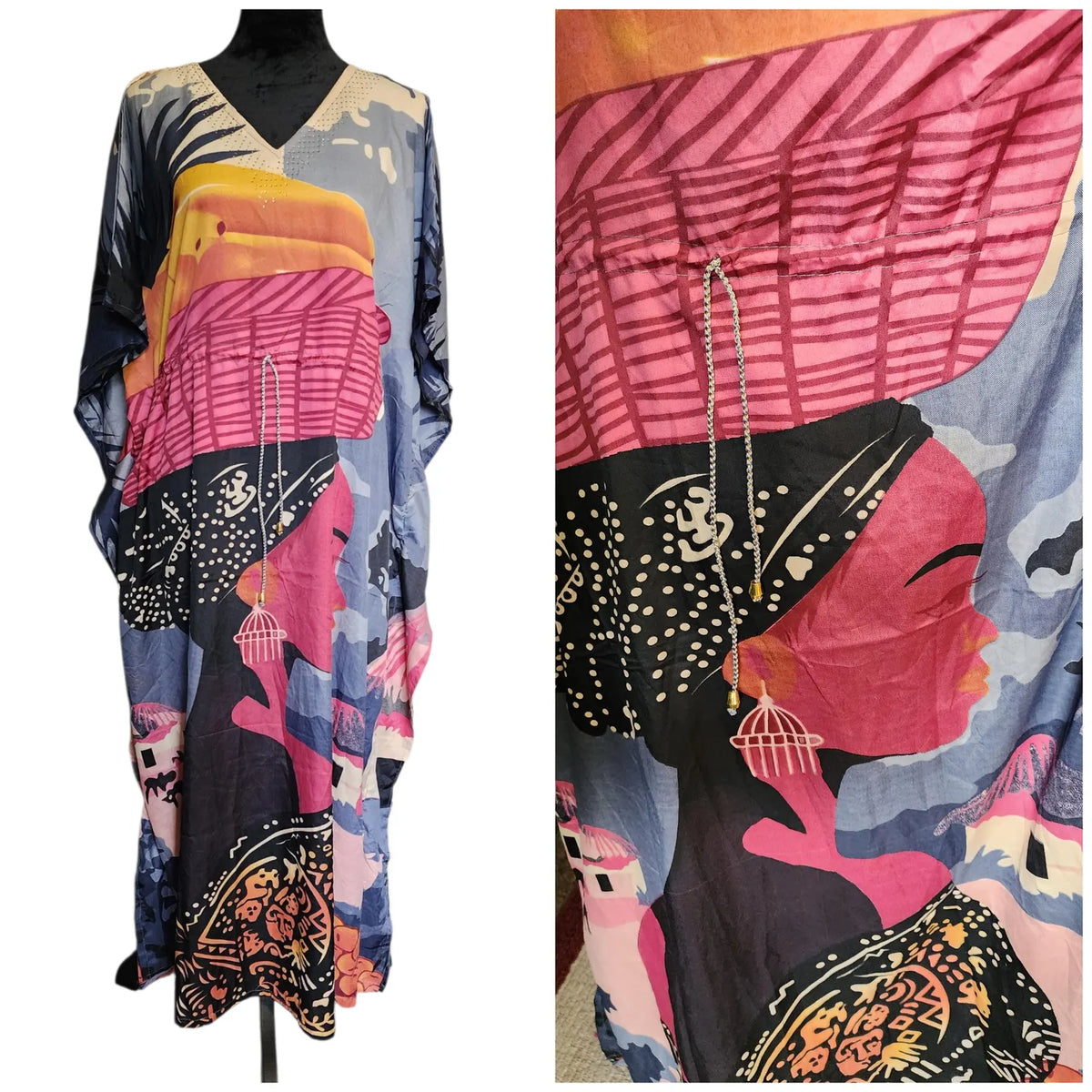 Kaftan Dress With Matching Fringes