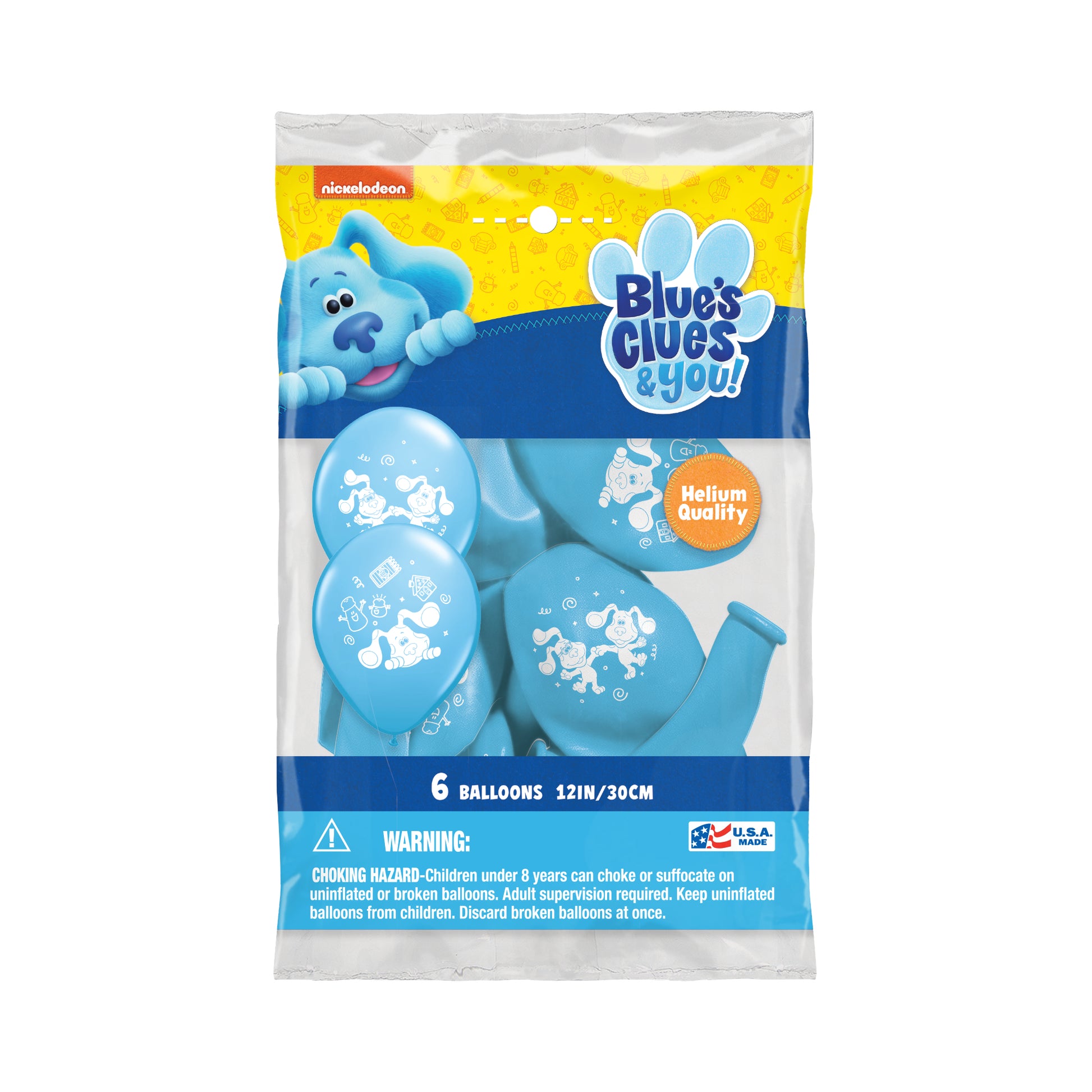 Nickelodeon 6 Ct Blue's Clues Latex Balloons , Blue, 12"