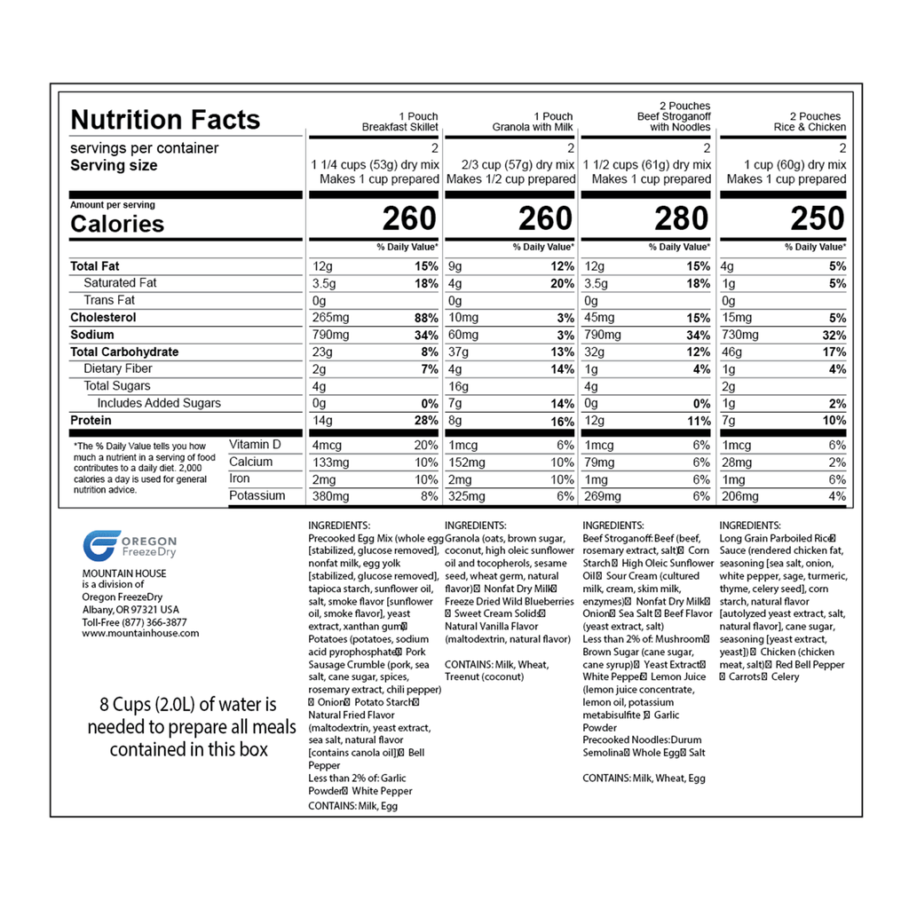 Mountain House Weekender Adventure Camping & Emergency Food Kit, 2-Day, 6 Pack, 12 Servings