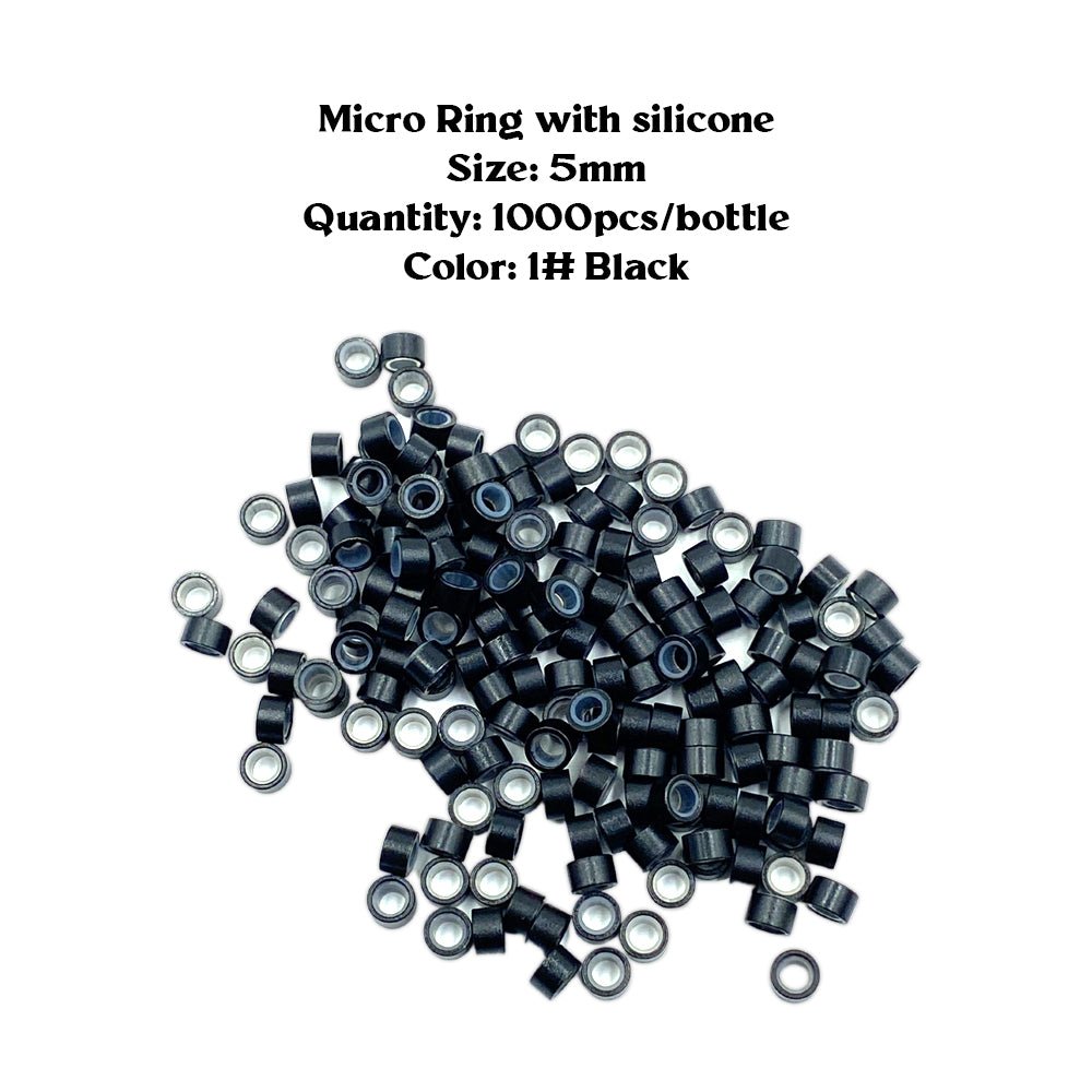 100 Pcs Black Premium Silicone Micro Rings Beads 5mm I Tip Hair Extensions Tools - slvhasitall