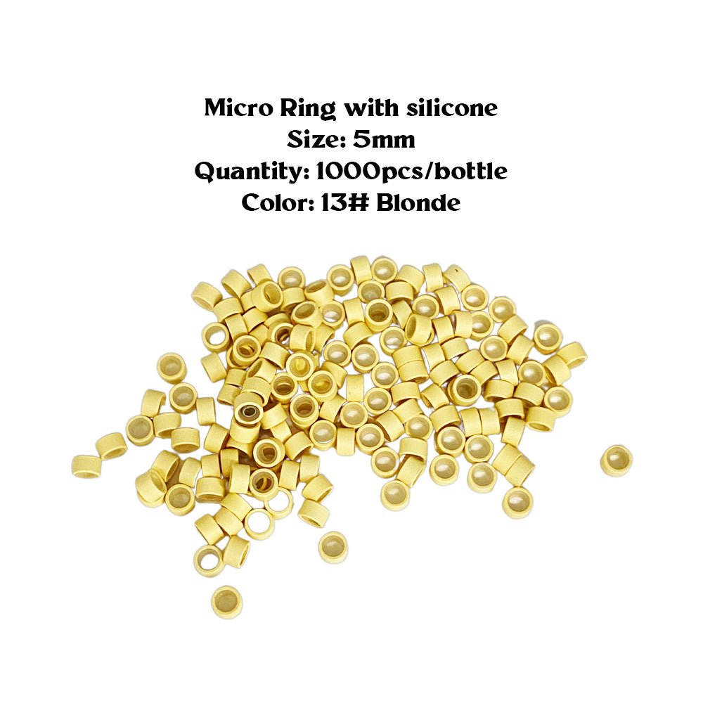 100 Pcs Blonde Premium Silicone Micro Rings Beads 5mm I Tip Hair Extensions Tools - slvhasitall
