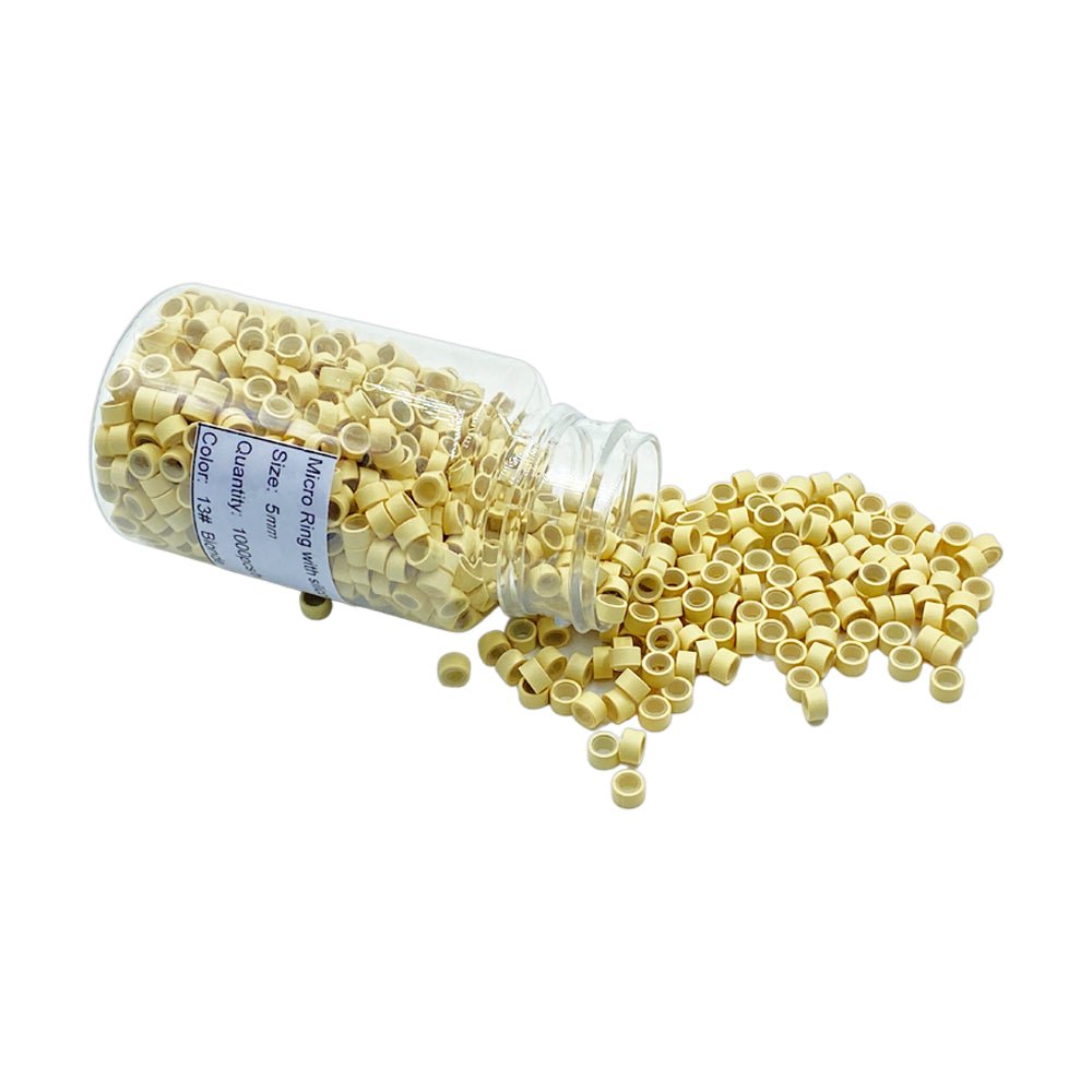 100 Pcs Blonde Premium Silicone Micro Rings Beads 5mm I Tip Hair Extensions Tools - slvhasitall