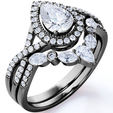 Load image into Gallery viewer, 1.25 Carat Pear Cut Moissanite Bohemian Wedding Set - in 10k White Gold - slvhasitall
