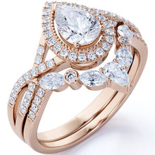 Load image into Gallery viewer, 1.25 Carat Pear Cut Moissanite Bohemian Wedding Set - in 10k White Gold - slvhasitall
