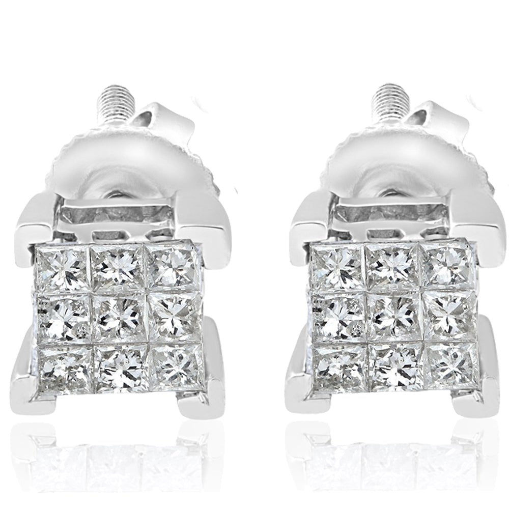 1 3ct Diamond 10k White Gold  Women's Earrings
