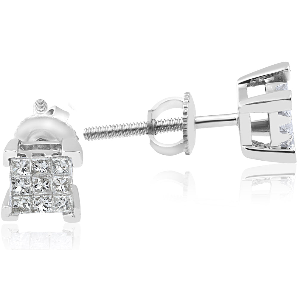 1 3ct Diamond 10k White Gold  Women's Earrings
