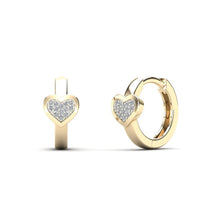 Load image into Gallery viewer, 14K Real Solid Gold Diamond Hoop Earrings Yellow Gold 0.07 ctw - slvhasitall
