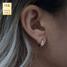 Load image into Gallery viewer, 14K Real Solid Gold Diamond Hoop Earrings Yellow Gold 0.07 ctw - slvhasitall
