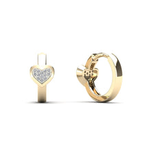 Load image into Gallery viewer, 14K Real Solid Gold Diamond Hoop Earrings Yellow Gold 0.07 ctw - slvhasitall
